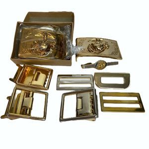 Vintage Military Belt Buckles Brass and Tie Tack